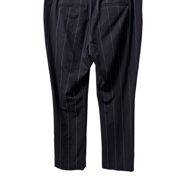 Express Columnist Barely Boot Mid Rise Pants 10R Navy Pinstripe - Picture 10 of 12